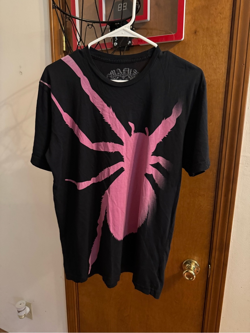 Source Unknown Black Tee with Pink Insect Graphic